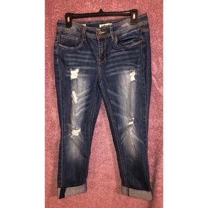 Ripped Denim Capri Jeans